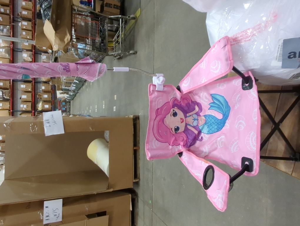 Redbaker Mermaid Kids Beach Chair with Umbrella Pink Toddler Chair
