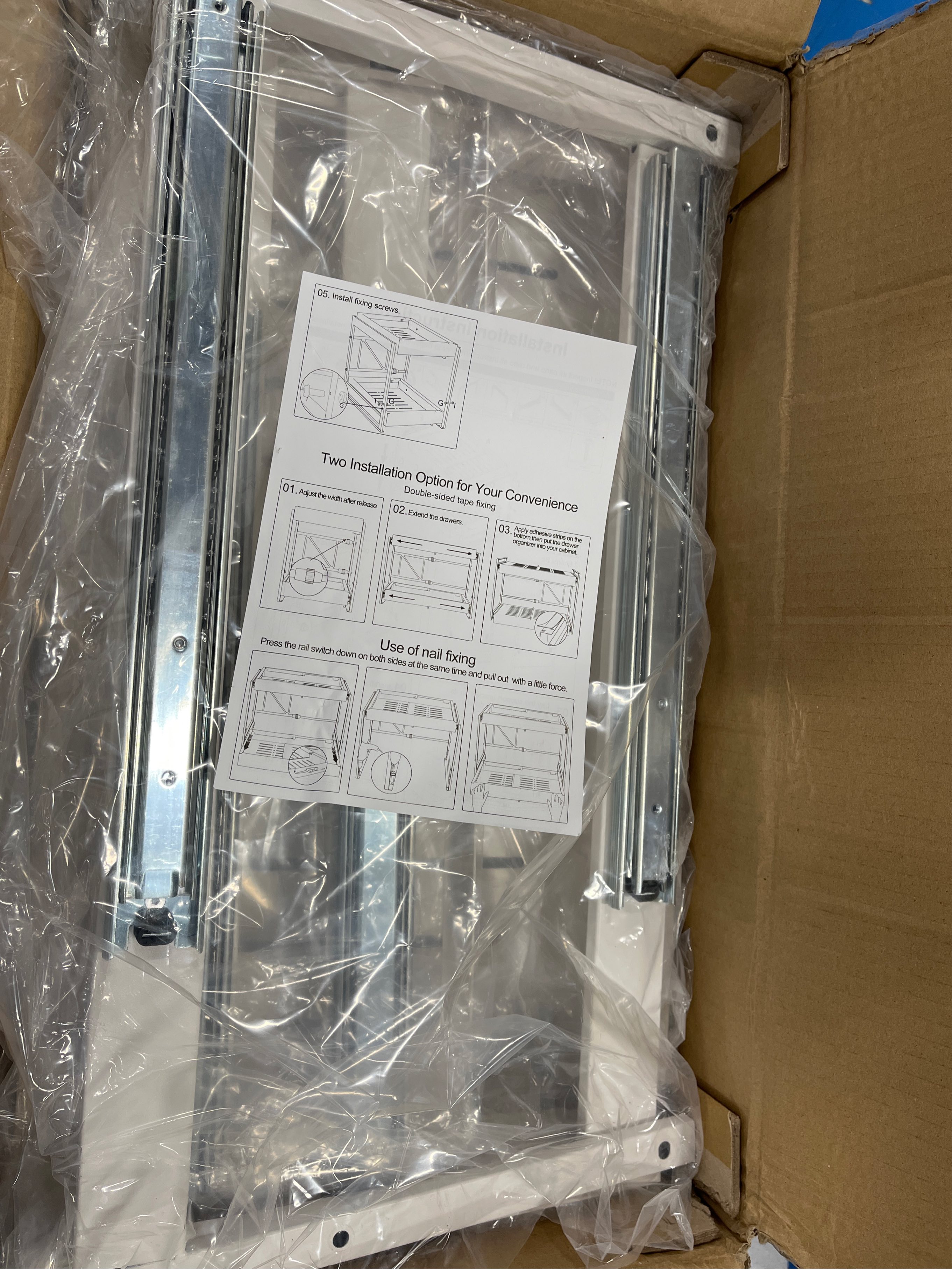 2 Tier Pull Out Cabinet Organizer, 21 Depth Cabinet Pull Out Shelves, Expandable 14”-20” W, Heavy-Duty Cabinet Drawers Slide Out for Kitchen Pots, Pans & Pantry Storage