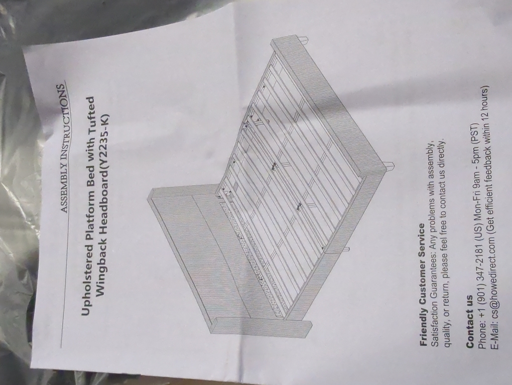 Upholstered Platform King Bed with Tufted Wingback Headboard Light Grey