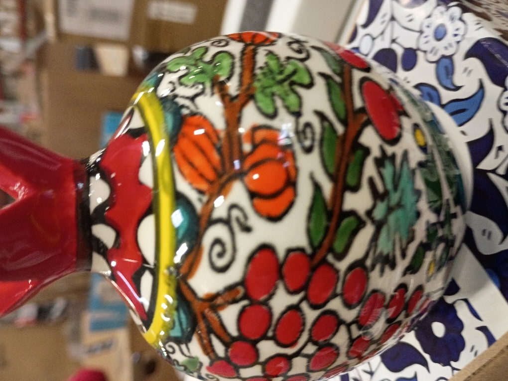 Pomegranate Armenian Ceramic Vase for Flowers Red Decor Israel Ceramic Jewish Home Blessing. Judaica Gifts for tthe Home.