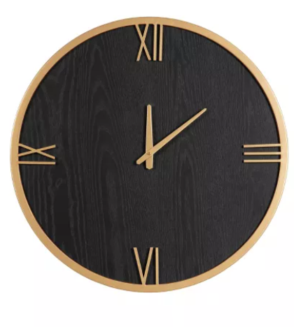 Pronte Wood Wall Clock Black/Gold