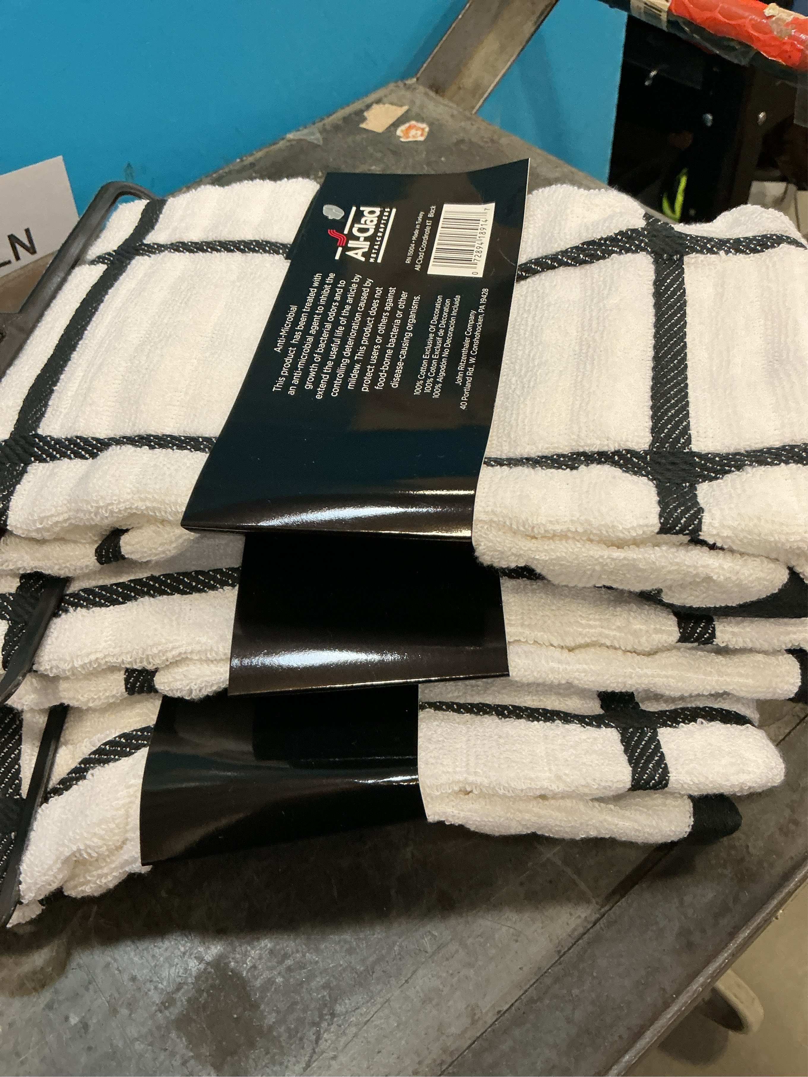 All-Clad Checked Cotton Kitchen Towel, Almond