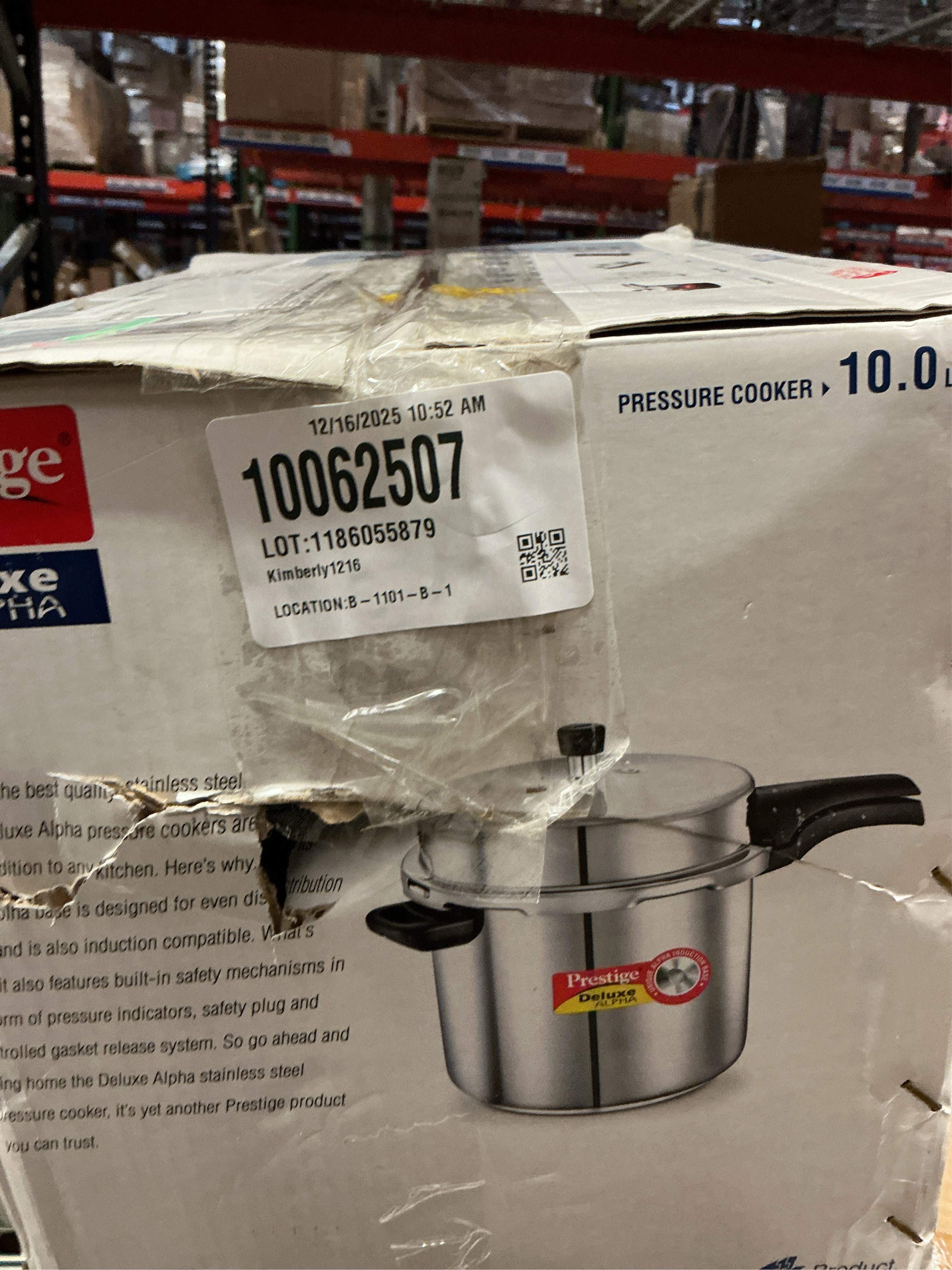 Prestige 10-Liter Deluxe Alpha Induction Base Stainless Steel Pressure Cooker, Small, Silver