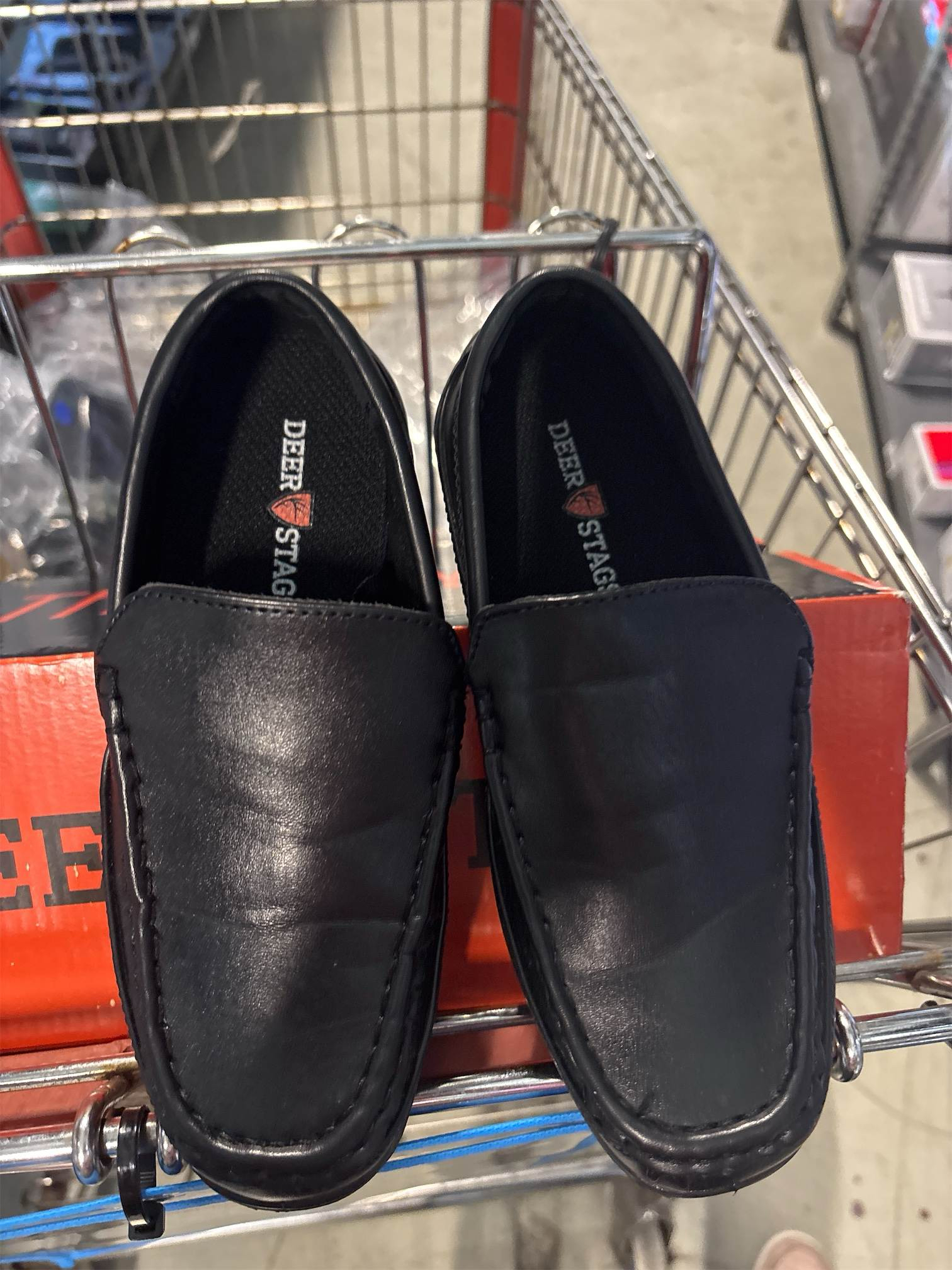 Deer Stags Boy's Booster Driving Moc Slip-On Loafer Flats Dress Shoes - size 1