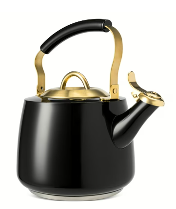Thyme & Table Stainless Steel Stovetop Tea Kettle - Black & Gold