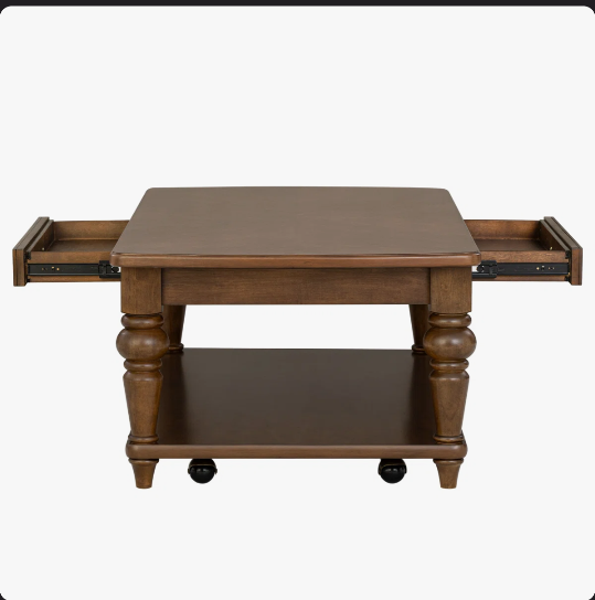 Flexsteel Riverstone Rectangular Coffee Table With Casters Brown