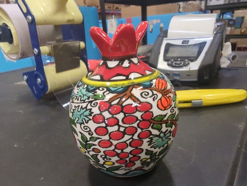 Pomegranate Armenian Ceramic Vase for Flowers Red Decor Israel Ceramic Jewish Home Blessing. Judaica Gifts for tthe Home.