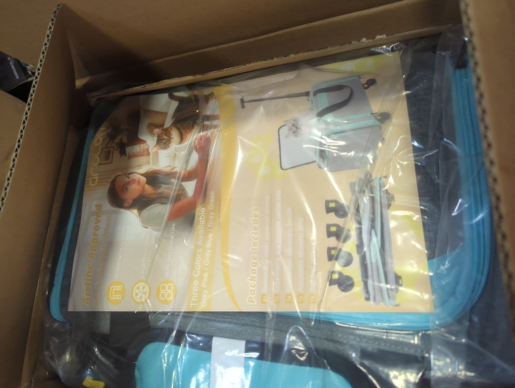 Pet Carrier with Wheels for Cats and Dogs, Pet Bag with Detachable Wheels & Washable Plush Pad, Escape-Proof Zipper & Shoulder Strap, Portable Carrier for Outdoor and Car Travel(Max. 40 lbs)