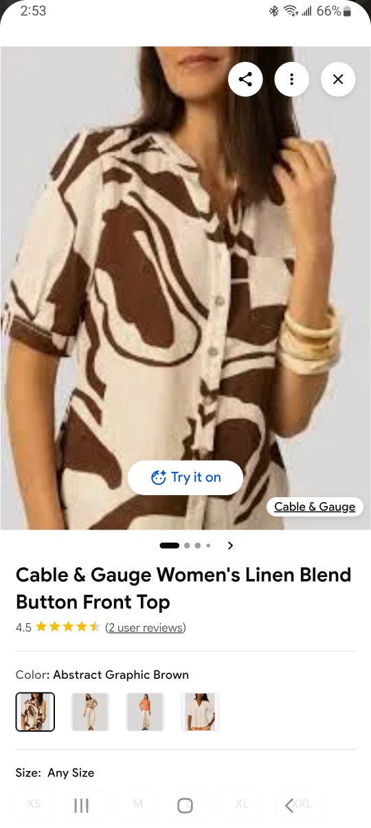 XL Cable & Gauge Women's Linen Blend Button Front Top
