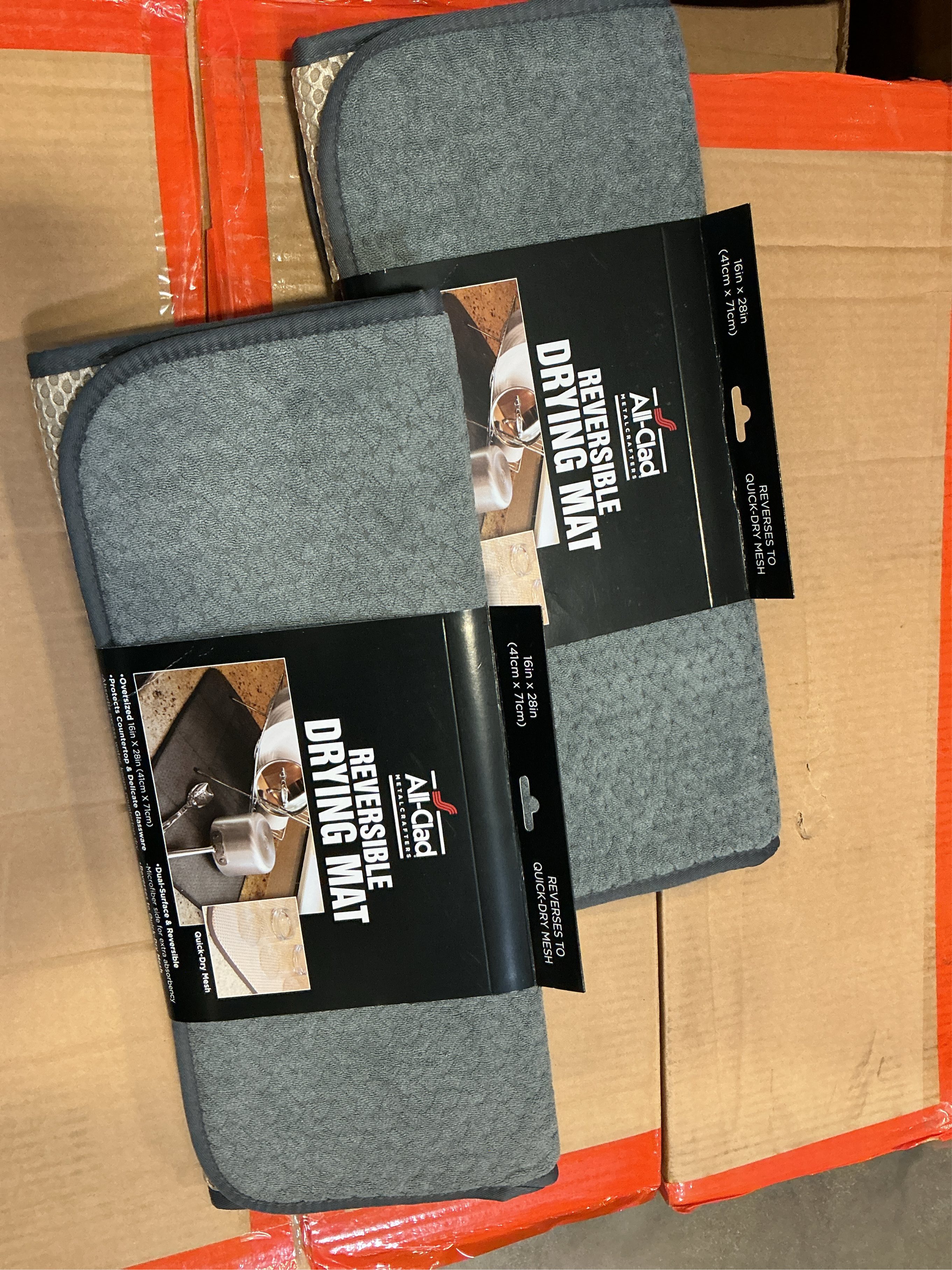 All-Clad Premium Reversible Dish Drying Mat for Kitchen: 16 x 28 Ultra-Absorbent, Long-Lasting, No Condensation, and Oversized for Large Pots and Pans - 2 Pack, Pewter