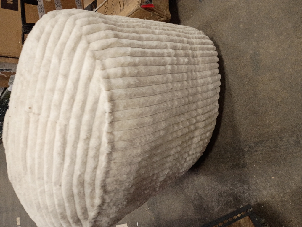 Hobestluk 3ft Bean Bag Chairs for Adults Large Beanbag Chair with Stripe Plush Cover Big Bean Bag Chair for Living Room Bedroom Dorm Office - White (36” x 36” x 22”)