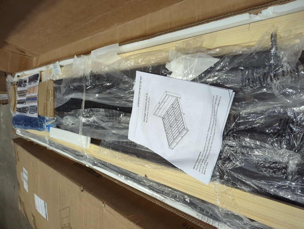 Sherell King Bed Frame Black with Bookcase Storage Headboard and Footboard, LED Lights, Charging Station