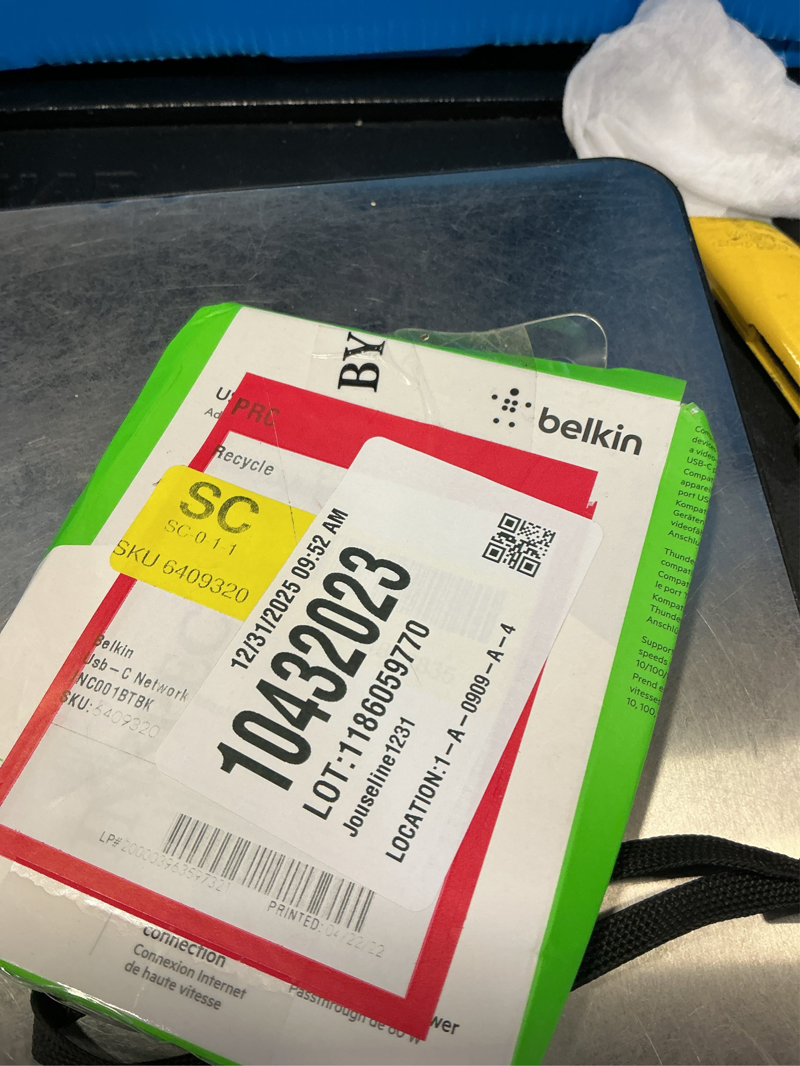 Belkin USB-C To Ethernet   Charge Adapter - Gigabit Ethernet Port Compatible with USB-C Devices Black, INC001btBK