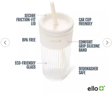 Ello Ava 18oz Straw Tumbler Cream
