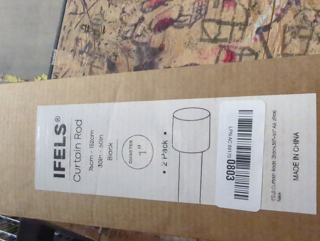 Curtain Rods for Windows 32-90 Inch, 1 Inch Adjustable Black Curtain Rod Set with Brackets, Easy Install