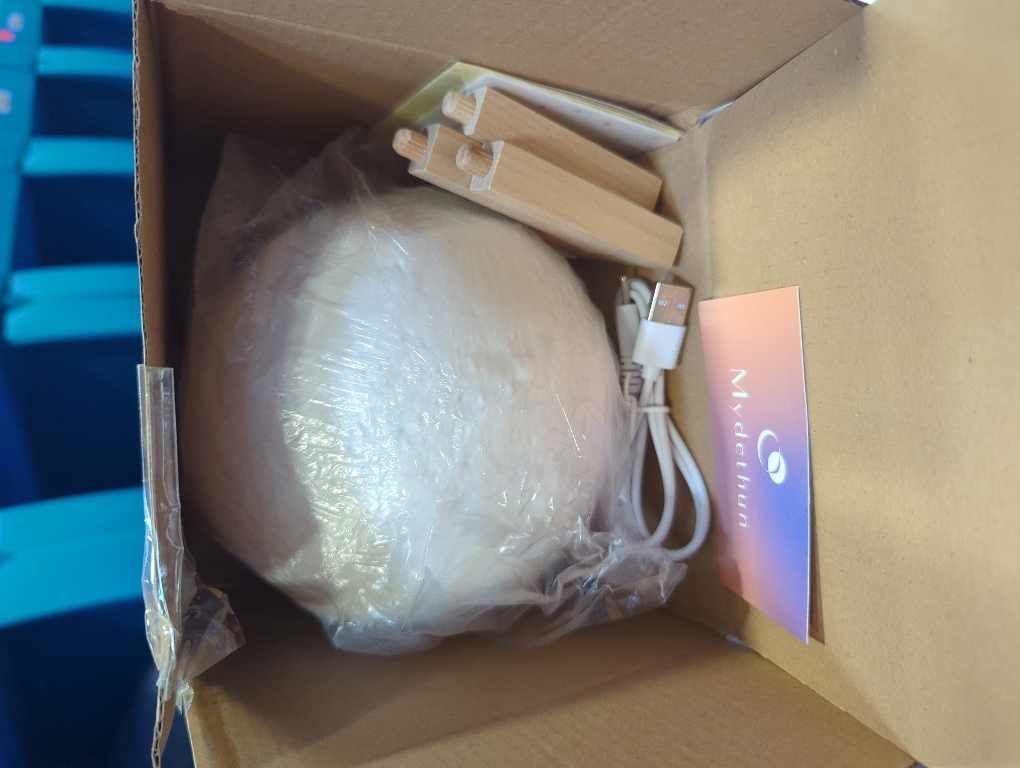 Mydethun Moon Lamp 3D Night Light - 5.9' Christmas Table Decor w/Wooden Base, Gift for Women, Mom & Kids, Bedroom Decor w/Touch-Dimmable & USB Rechargeable, Dual-Color White/Warm Yellow