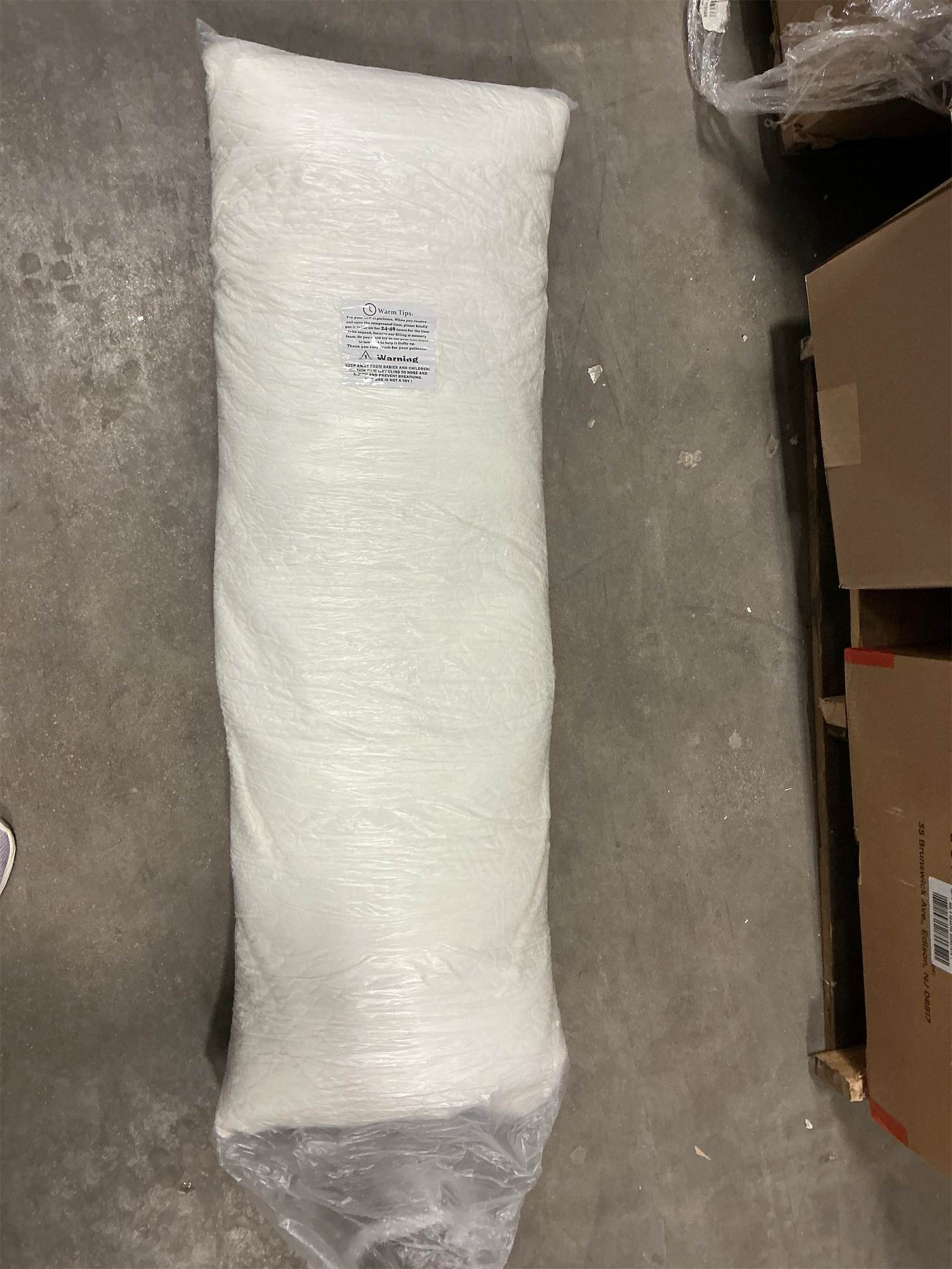 DOWNCOOL Large Body Pillow Insert with Faux Fur Cover - Fluffy Long Bed Pillow for Sleeping - Breathable Full Body Pillow for Adults - 20x54 inch (White, with Cover)