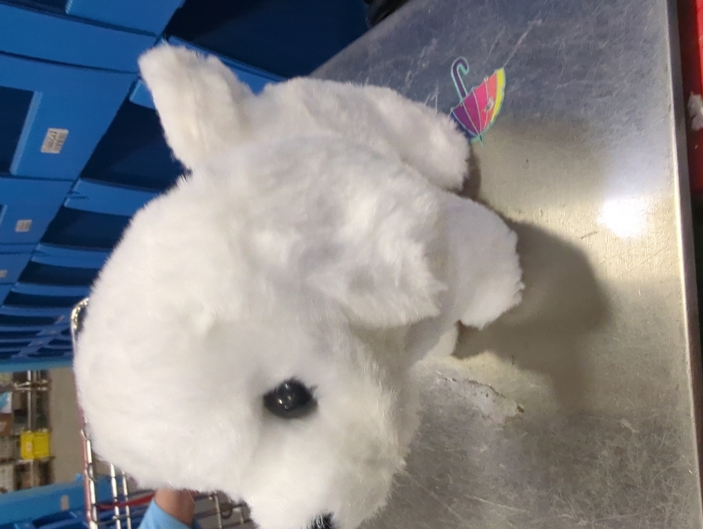 Hopearl Walking Dog Bichon Interactive Electronic Pet Plush Toy Puppy Woof and Moving Animated Nodding Head Gifts for Toddlers Birthday, White, 7''