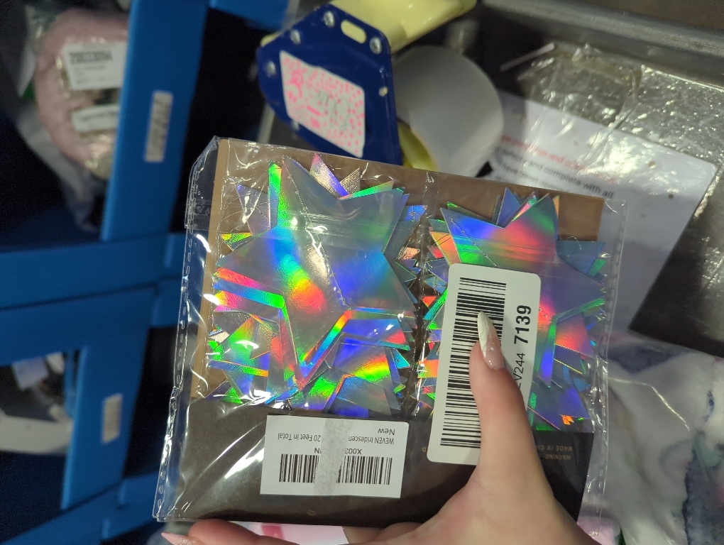 Iridescent Disco-Holographic Party-Decorations Christmas Garland - 62ft Twinkle Little Star Streamers Hanging Banner,Wedding Birthday Bachelorette Baby Bridal Shower Decor Hugtmr