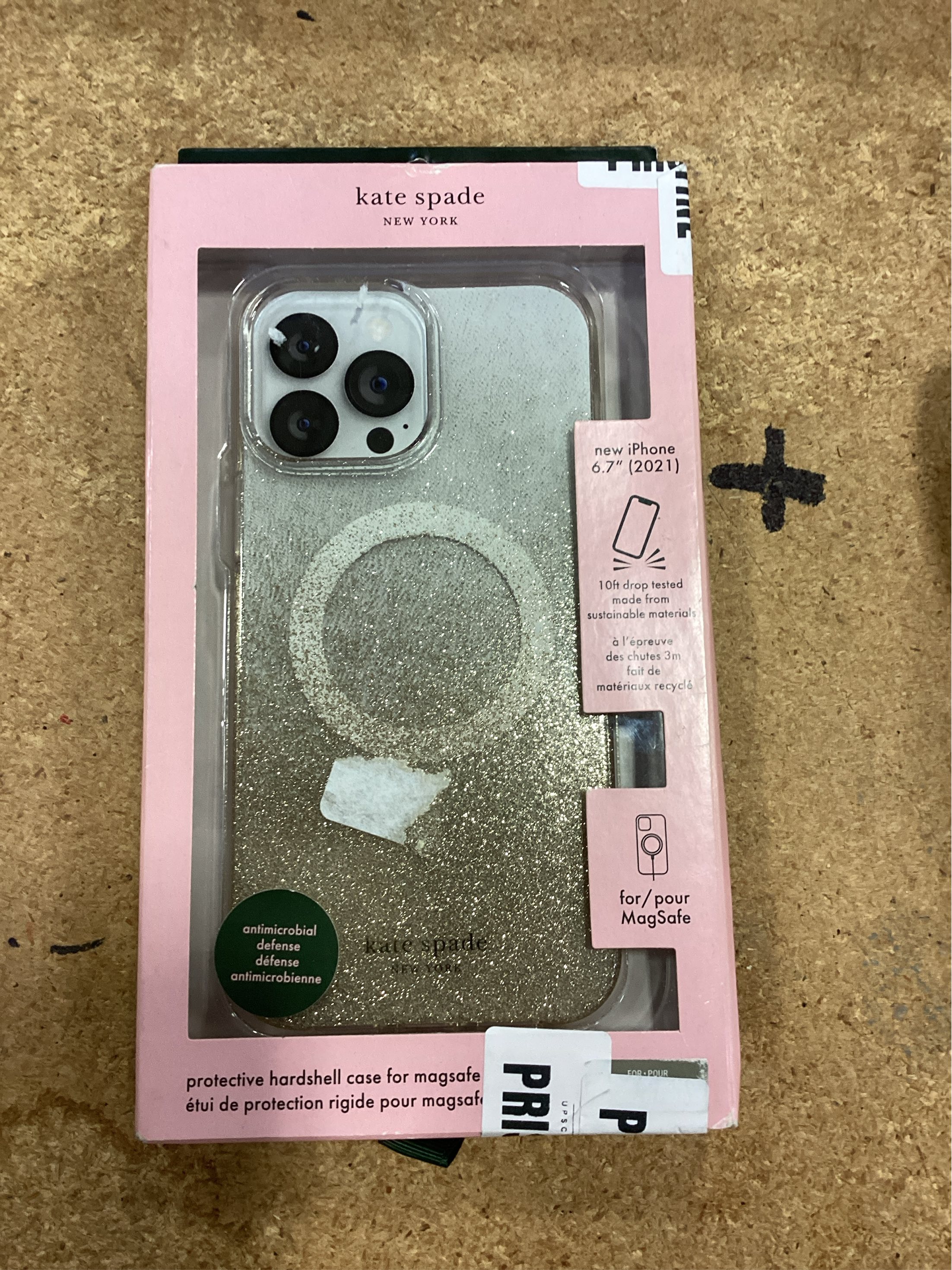 kate spade new york - Protective Hardshell Case for Magsafe for iPhone 13/12 Pro Max - Champagne Omgre Glitter