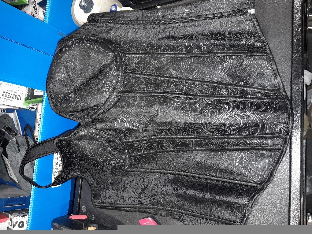 ADELCE Women's Lace up Gothic Jacquard Shoulder Straps Tank Overbust Shaper Corset Bustiers Top Medium