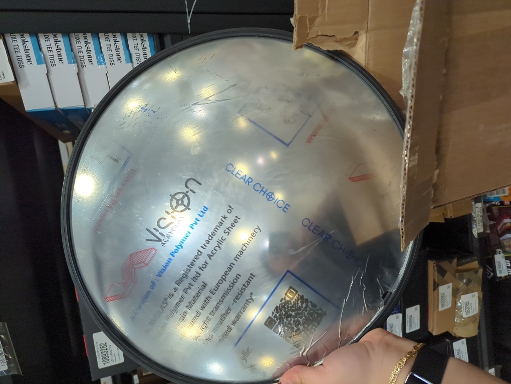 12” Acrylic Indoor Convex Mirror With Plastic Back, Round Indoor Security Mirror for the Garage Blind Spot, Store Safety, Warehouse Side View, Wall Mirror for Personal or Office Use - Vision Metalizers,Black