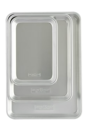 Nordicware  Naturals 3 Piece Aluminum Sheet Pan Set with Jelly Roll, Quarter Sheet and Eighth Sheet Pans