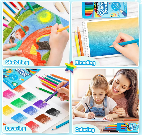 12pk Colored pencils for kids.