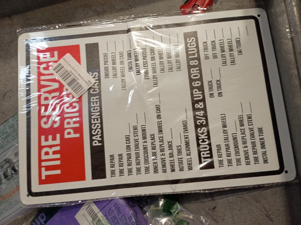 Tire Service Prices Portrait - Wall Sign 8x12 Metal Sign Danger Warning Man Cave Yard Indoor Or Outdoor