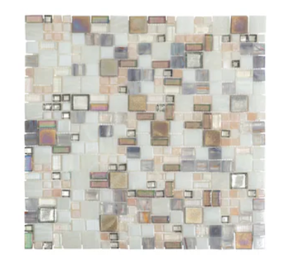10pk Tile Majeste Brown Glossy Glass Patterned Multi-shaped Mosaic Floor and Wall Tile