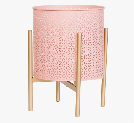 Jalesse Boho Indoor Metal Pot Planter With 4-Leg Metal Base Pink