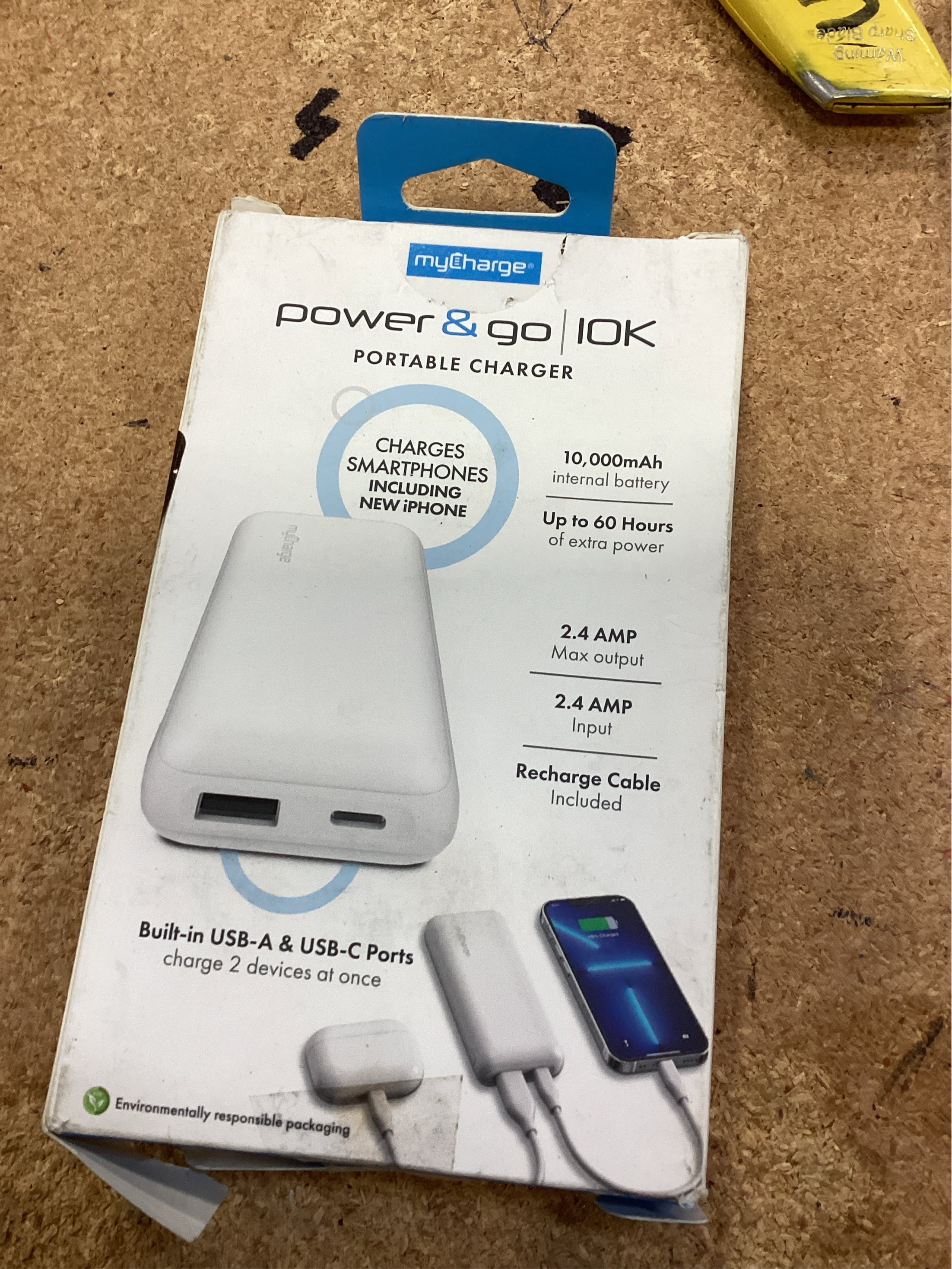 myCharge 10000mAh Power Go Power Bank - White