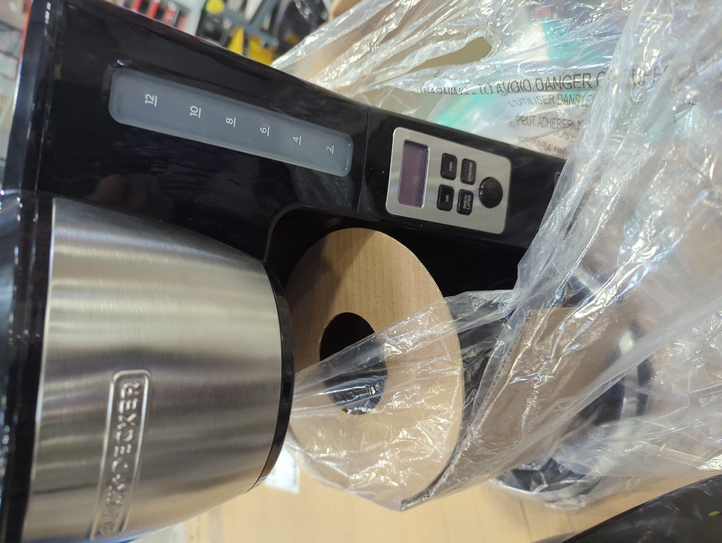 BLACK DECKER 12 Cup Thermal Programmable Coffee Maker with Brew Strength and VORTEX Technology, Black/Steel, CM2046S