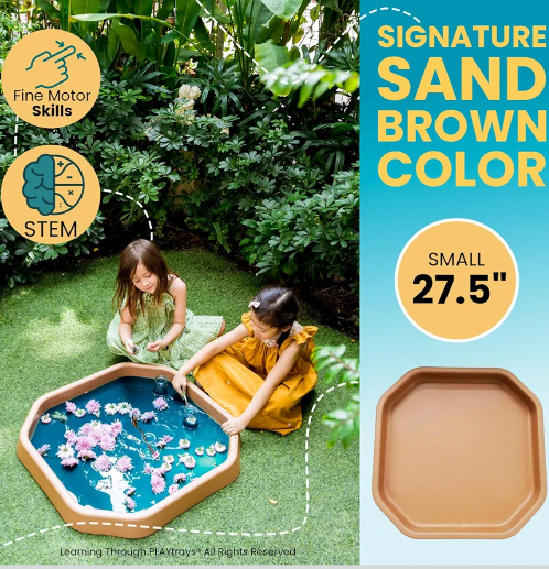 Textured Tuff Tray 27.5” Small [White] Sensory Play Tray for Kids, Toddler Sensory Bin for Sand and Water Play, Montessori Sand Tray