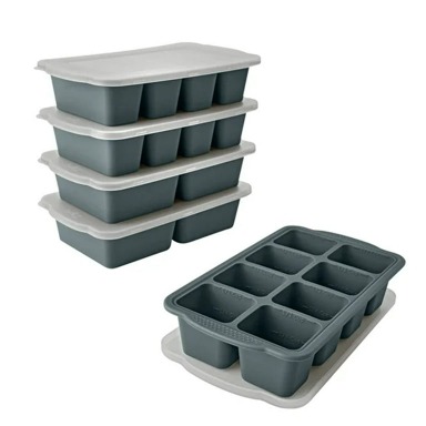 Silicone Freezer Tray With Lid - Soup Freezer Container Molds Set Makes 2-Cup & 1-Cup 1/2-cup Portions Cubes Perfect for preparing meals in different Portion Sizes Oven & Dishwasher-Safe