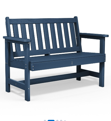 Blue Outdoor 2-Person Garden Bench
