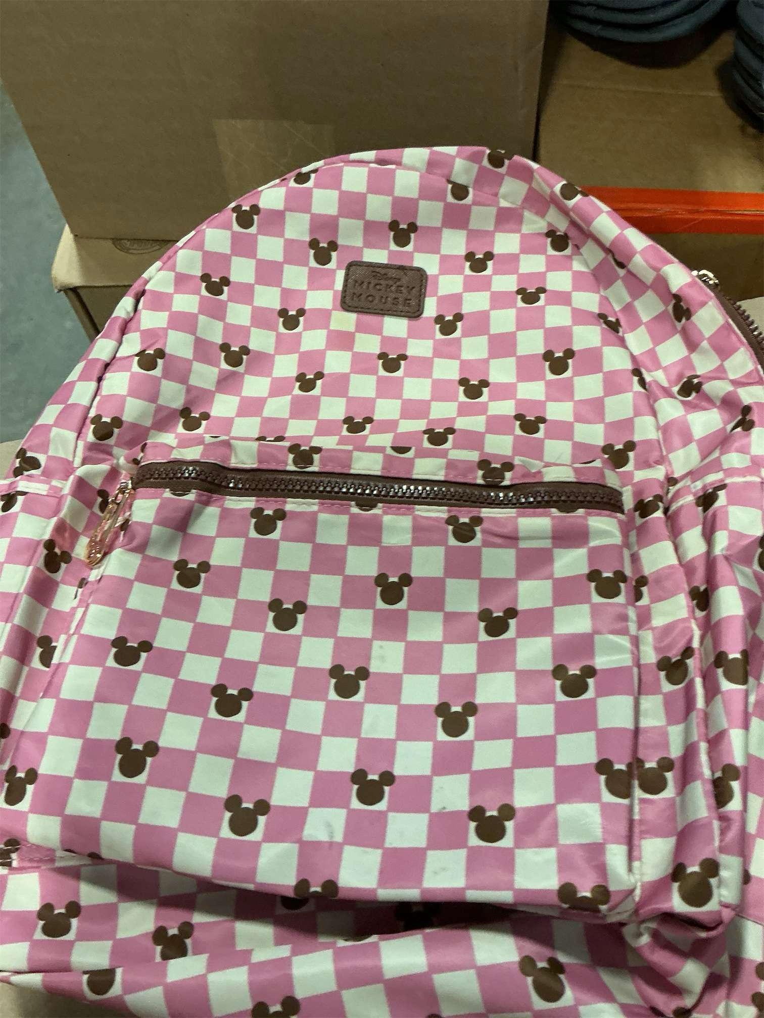Disney Mickey Mouse Adult Pink Checkered 16.5 Travel Backpack