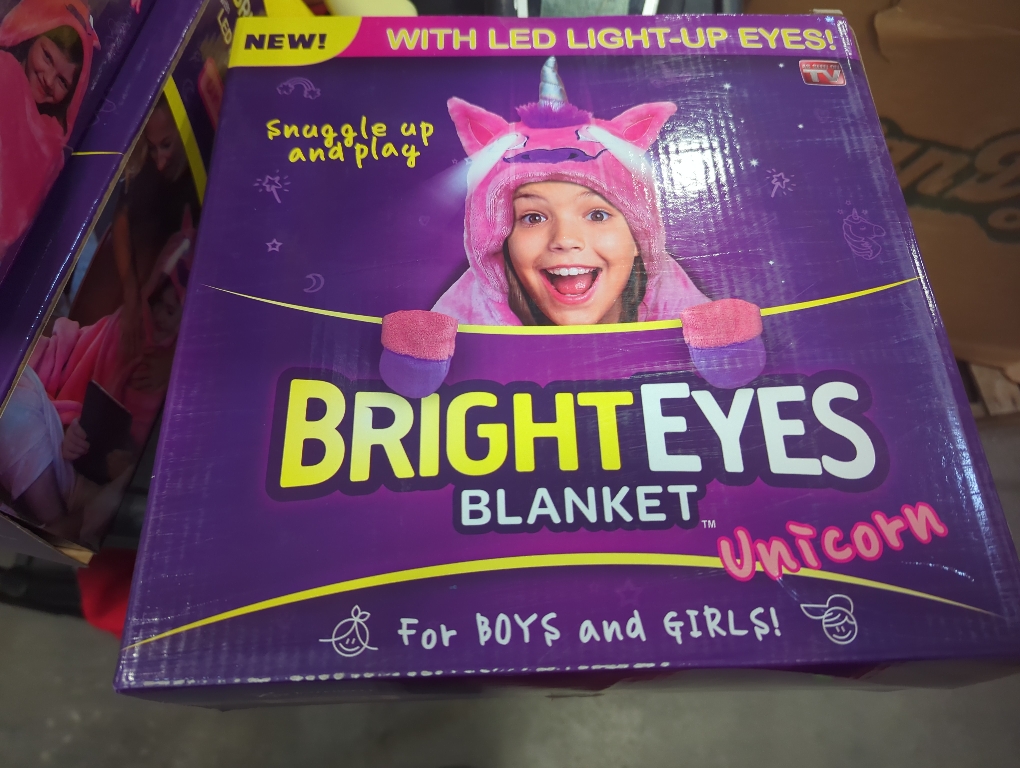 bright eyes blanket with LED light up eyes unicorn