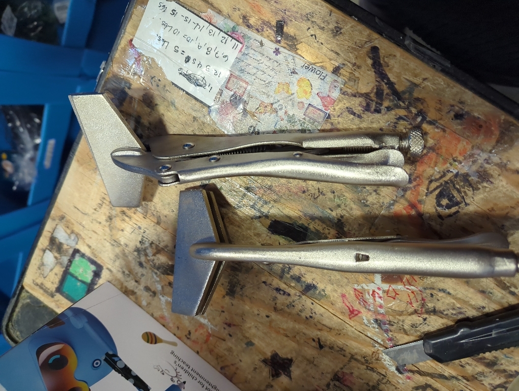 QWORK 10 Locking Sheet Metal Clamp, 2 Pack Welding Locking Plier Tools, Heavy Duty Sheet Metal Grip Tool, Adjustable Opening Nickle Plated Welding Plier