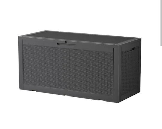 Large Black Outdoor Storage Cabinet Deck Box Lockable Rattan Outdoor Storage Box