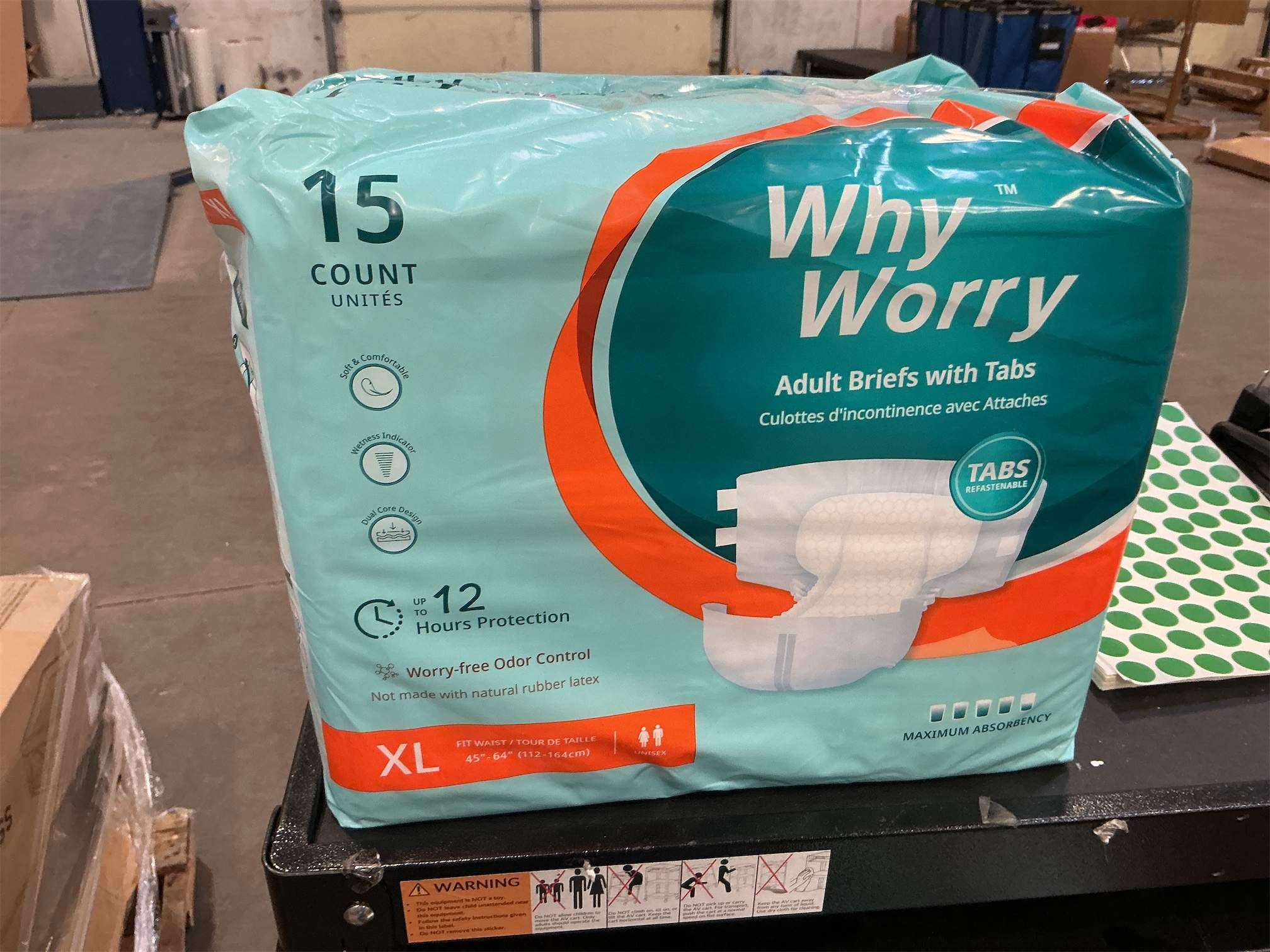 WhyWorry Adult Diapers with Tabs, Disposable Incontinence Briefs for Women & Men with Maximum Absorbency, Adult Briefs for Incontinence Overnight, Odor Control, Unisex, XLarge, 15 Count