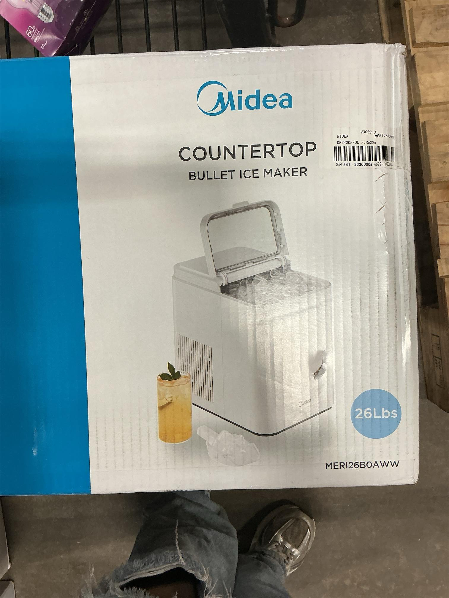 Midea MERI26B1AGY Countertop Bullet-Ice Maker, 8 Ice Bullets Ready in 6 Minutes, 26lbs/24H, Self-Cleaning Function with Ice Scoop and Basket for Home/Office/RV