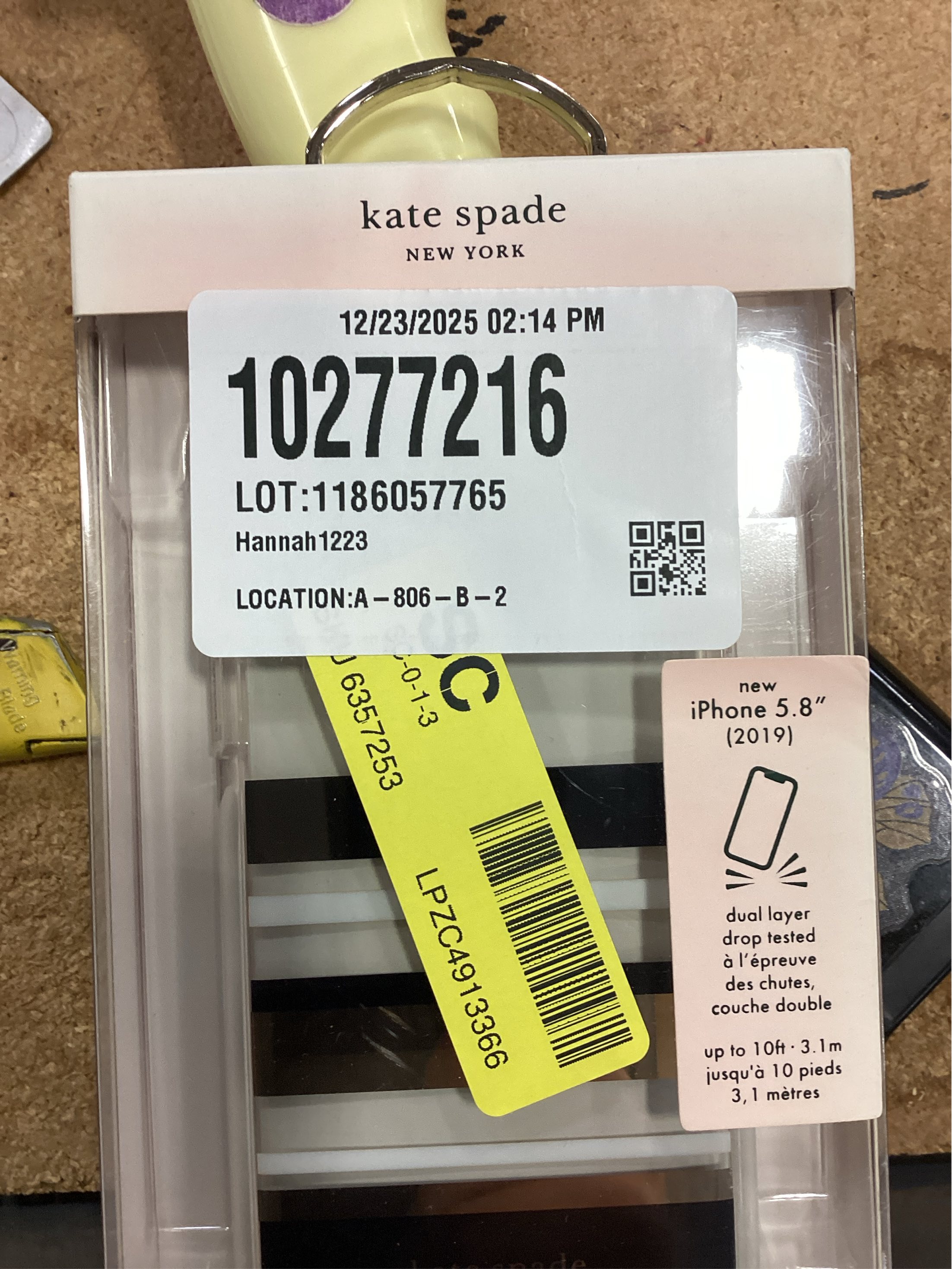 kate spade new york Defensive Hardshell Case (1-PC Comold) for iPhone 11 Pro, Park Stripe Gold Foil/Black/Cream/Cream Bumper/Clear