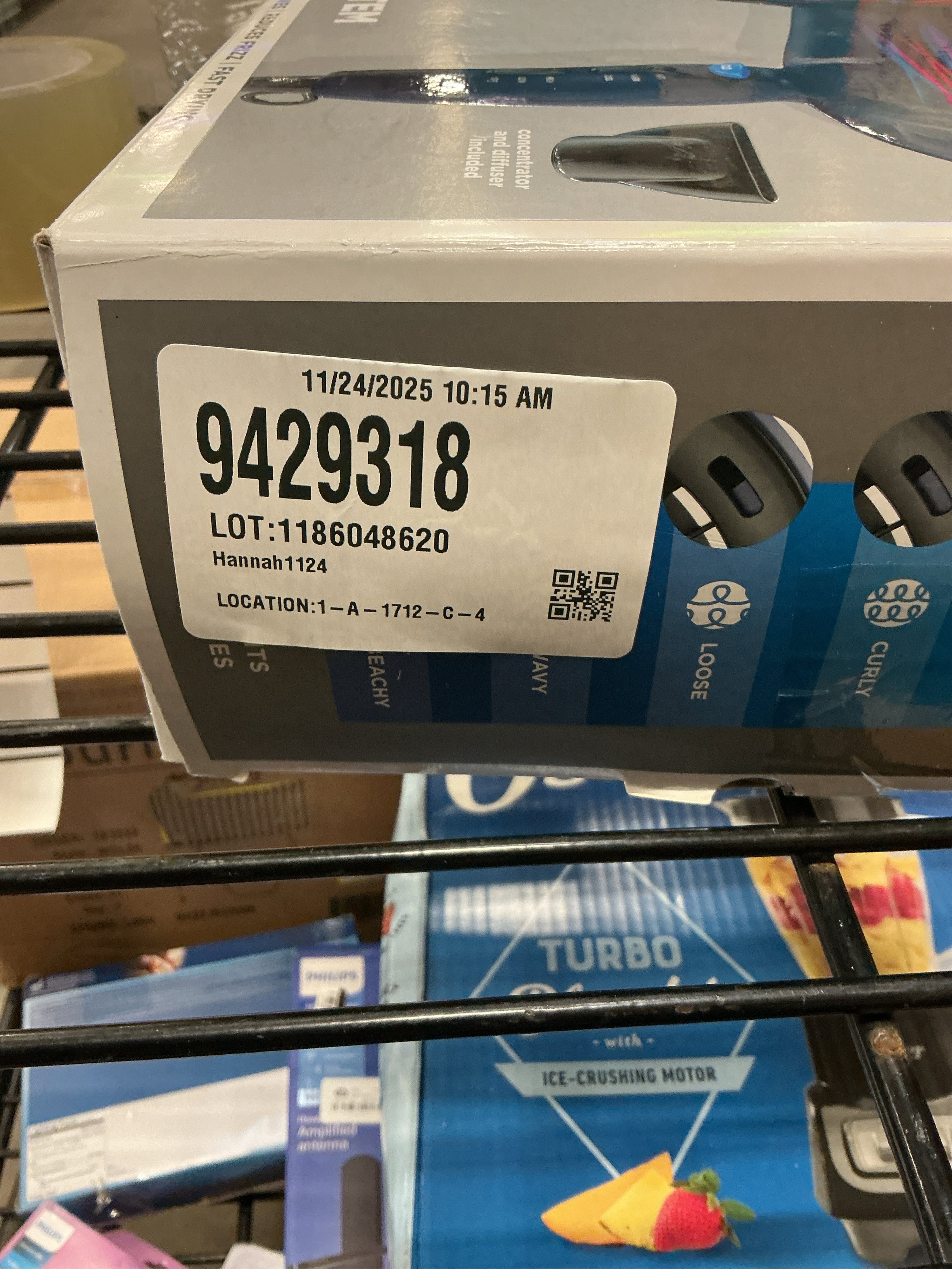 INFINITI PRO CONAIR Hair Dryer with Innovative Diffuser, Enhances Curls and Waves While Reducing Frizz, Dark Blue