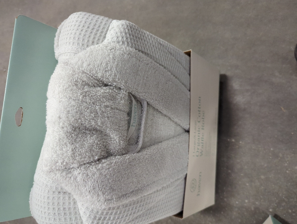 Haven Waffle Large/X-Large Organic Cotton Robe in Lunar Rock