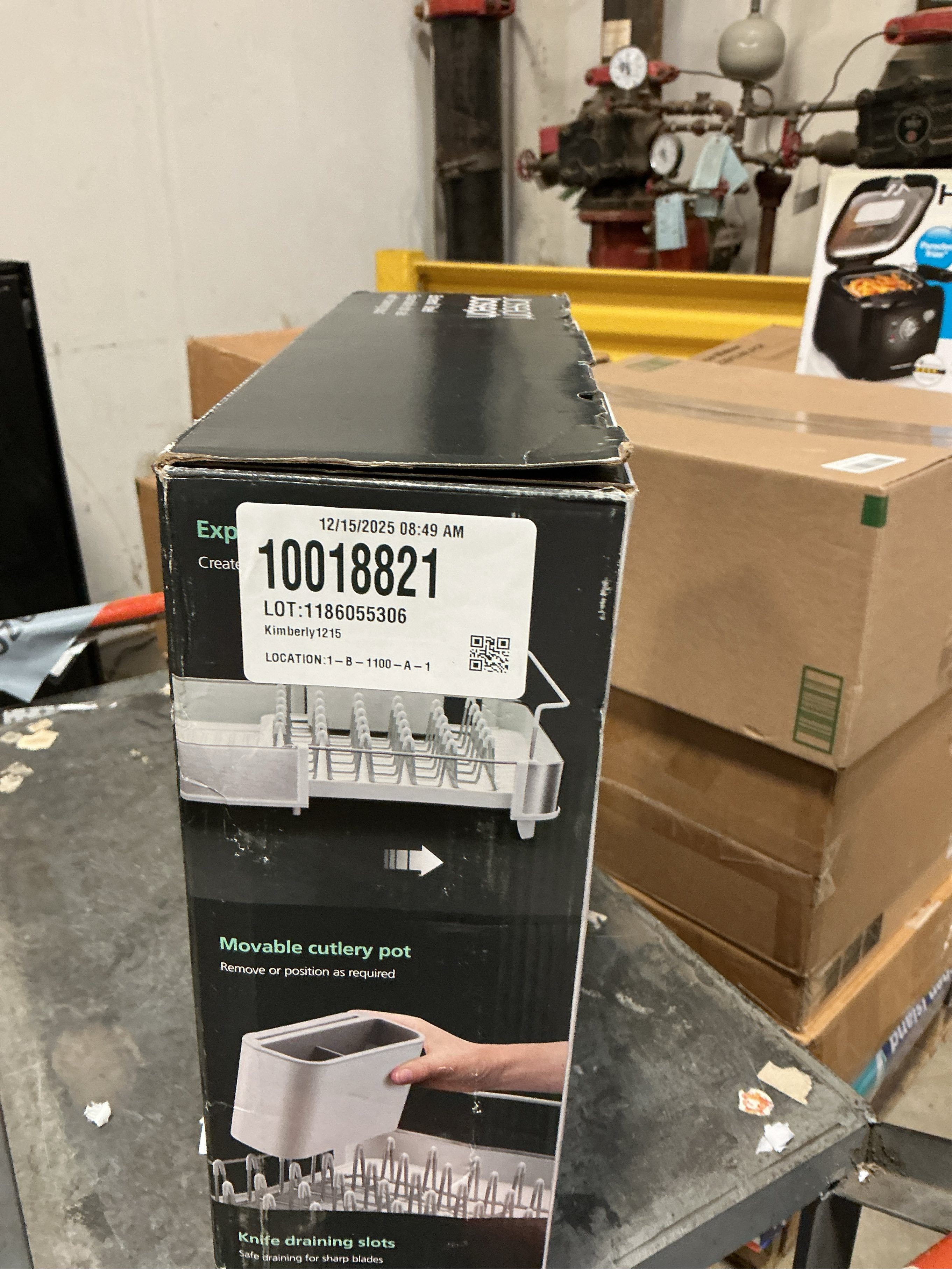 Joseph Joseph Extend Steel Expandable Dish Drying Rack with Removable Cutlery Holder Swivel Draining Spout, Stainless Steel