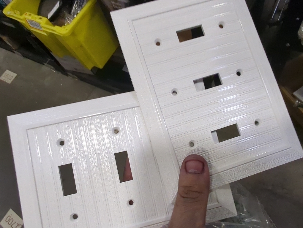 Pure White Classic Beadboard Wall Plates,Light Switch Covers,Electrical Outlet Covers, Switch Plates of Various Combination, Nature Bamboo Fiber Wall plate (3 Gang Toggle 1 Pack)