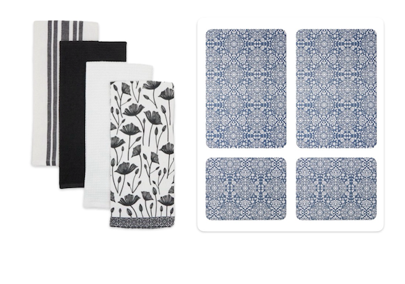 Set of 3 Pack Multi Purpose Drying Mats Blue NEW 2- 20x30 & 2-15x20. & Core Home 8-Piece Terry Kitchen Towel Set (18 x 28)