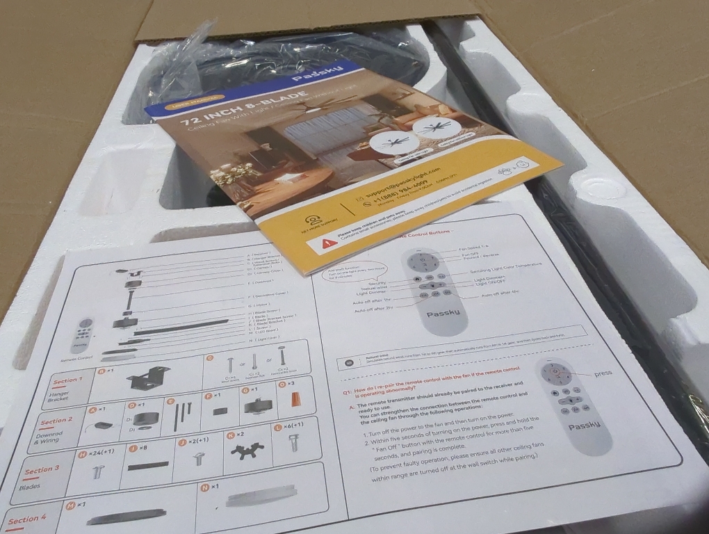 Size 72 inch Color Black Ceiling Fans with Lights, Large Modern Ceiling Fan with Light and Remote Control, Reversible, 3CCT, Dimmable, Quiet, Black Ceiling fan For Bedroom, Living Room, Patio Farmhouse, Indoor/Outdoor