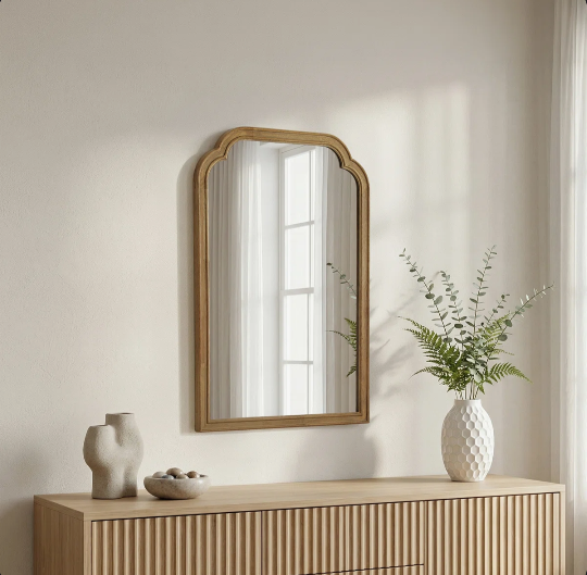 Ancalin Solid Wood Arched Wall Mirror